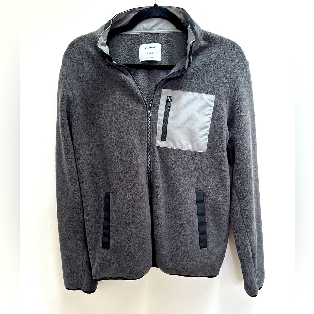 Boys Old Navy XL (14-16) Gray Fleece Zip Jacket